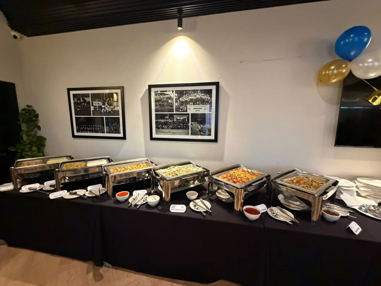 A private catering buffet set up at Bahrain Rugby Football Club